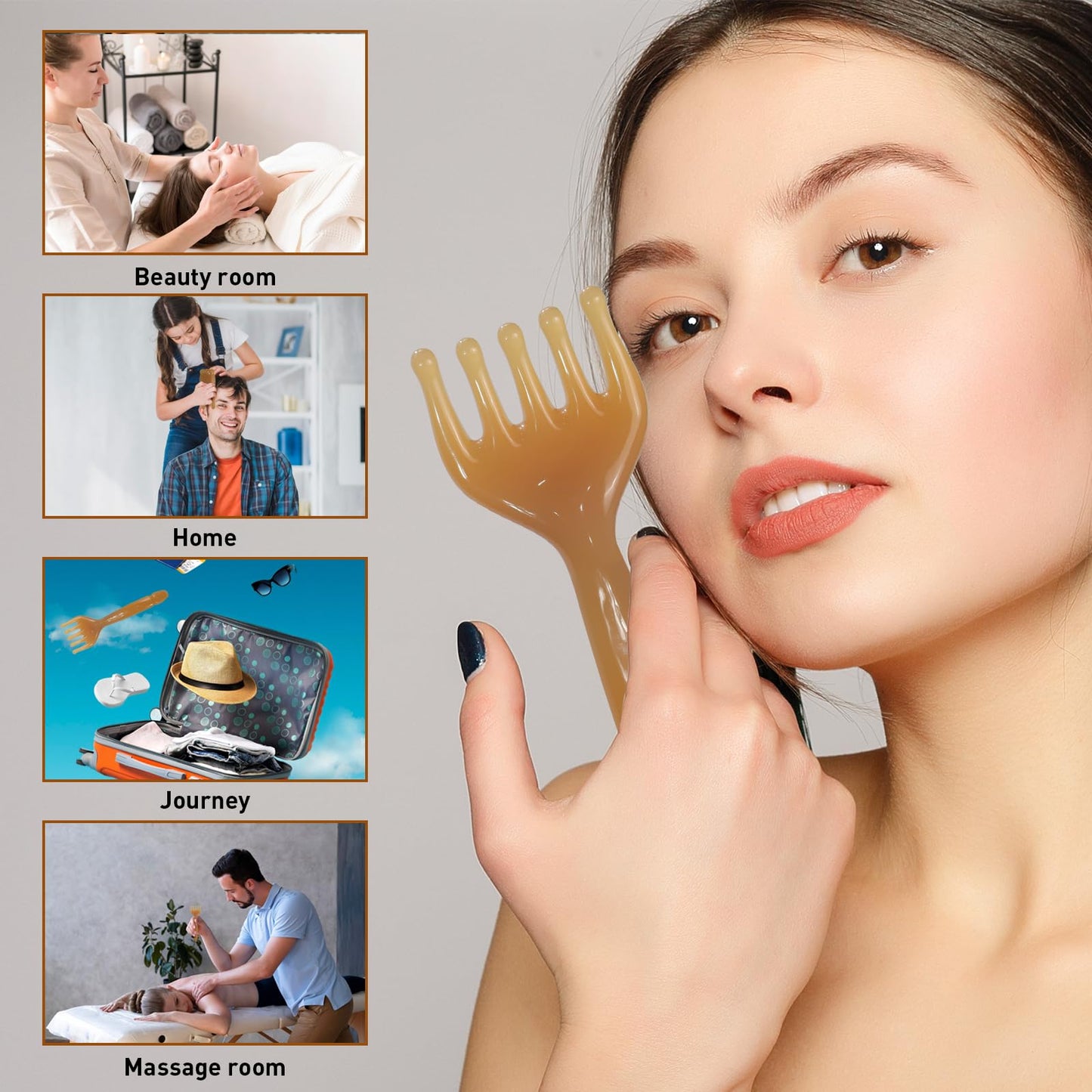 DUAIU Head Massager Scalp, Manual Hair Scalp Massager, Gua Sha Five Claw Scalp Massage Tool Comb, Facial Massager for Head Face Eye Nose Jaw Neck - Medaid International