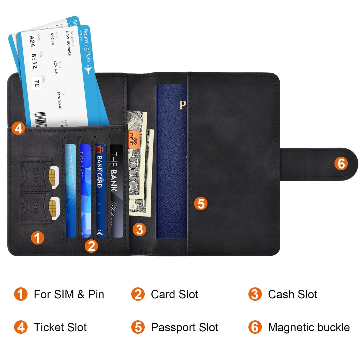 TERRIFI Passport Holder for Travel Essentials, Black Passport Wallet Cover, Passport Book Holder for Men and Women, Essential Travel Accessory