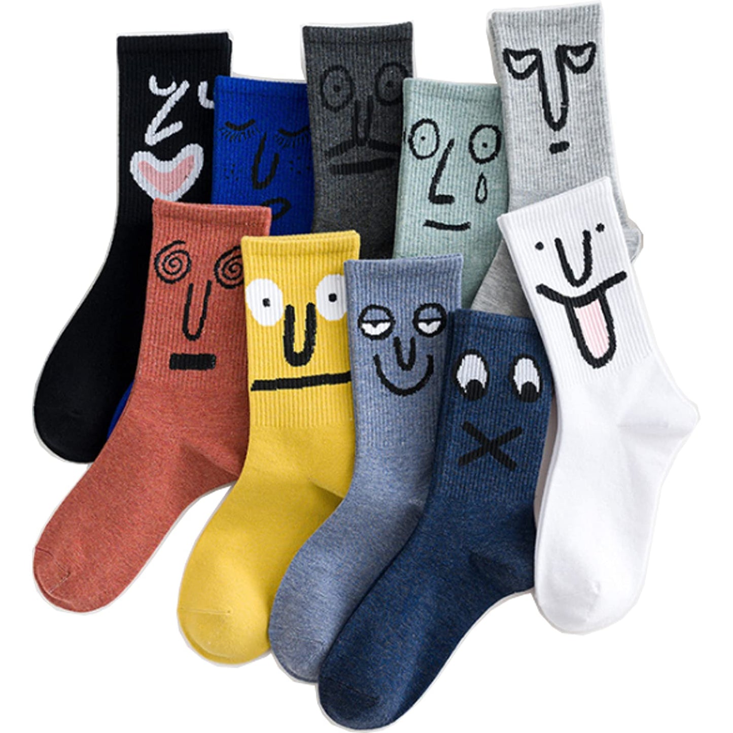 MORSNE Funny socks Novelty Cute Cool Colorful Cotton socks for Women and Men Cozy Gifts,10 pairs set - Medaid International