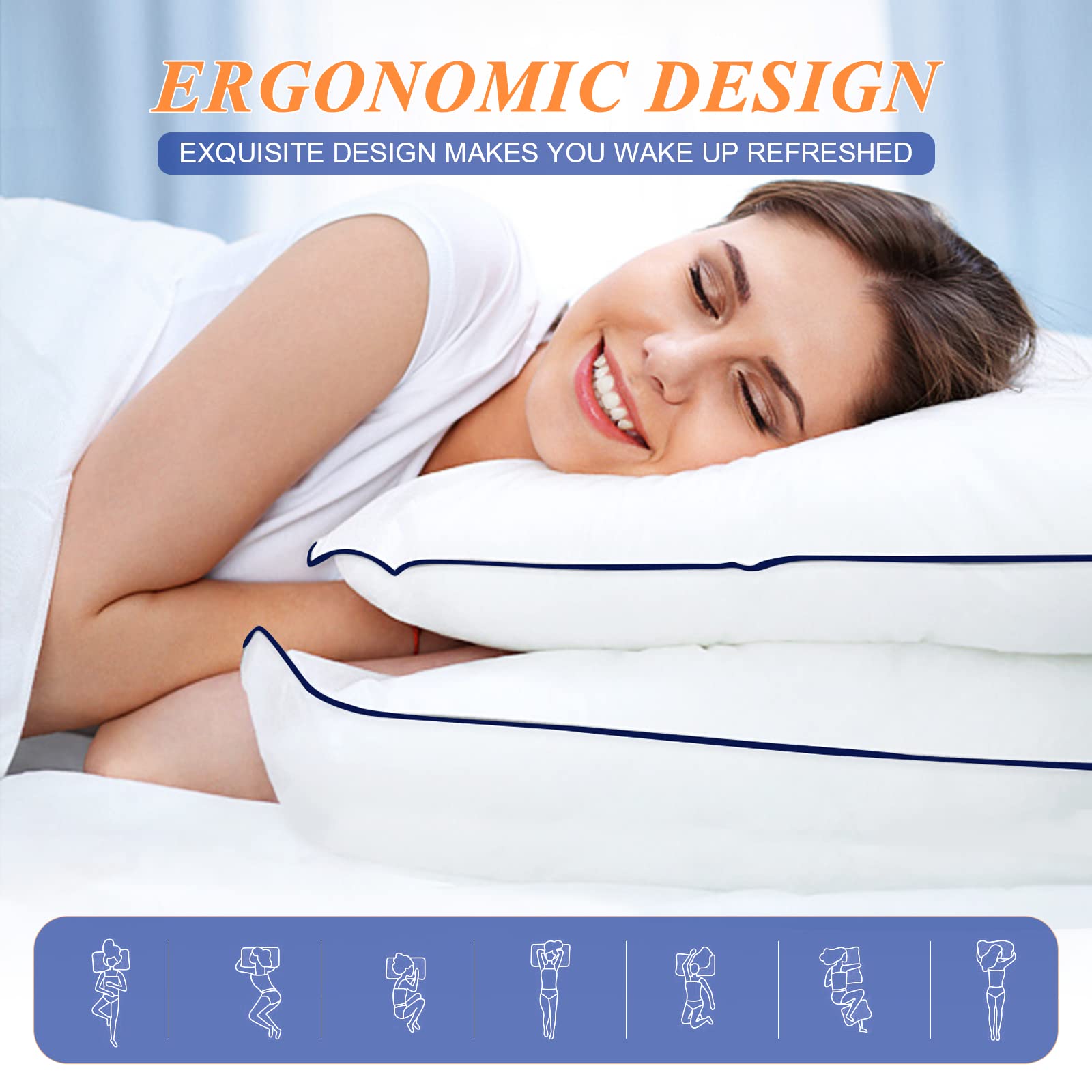 MZOIMZO Bed Pillows for Sleeping- Medium Soft, Queen Size Set of 2, Cooling Hotel Quality for Back, Stomach or Side Sleepers - Medaid International