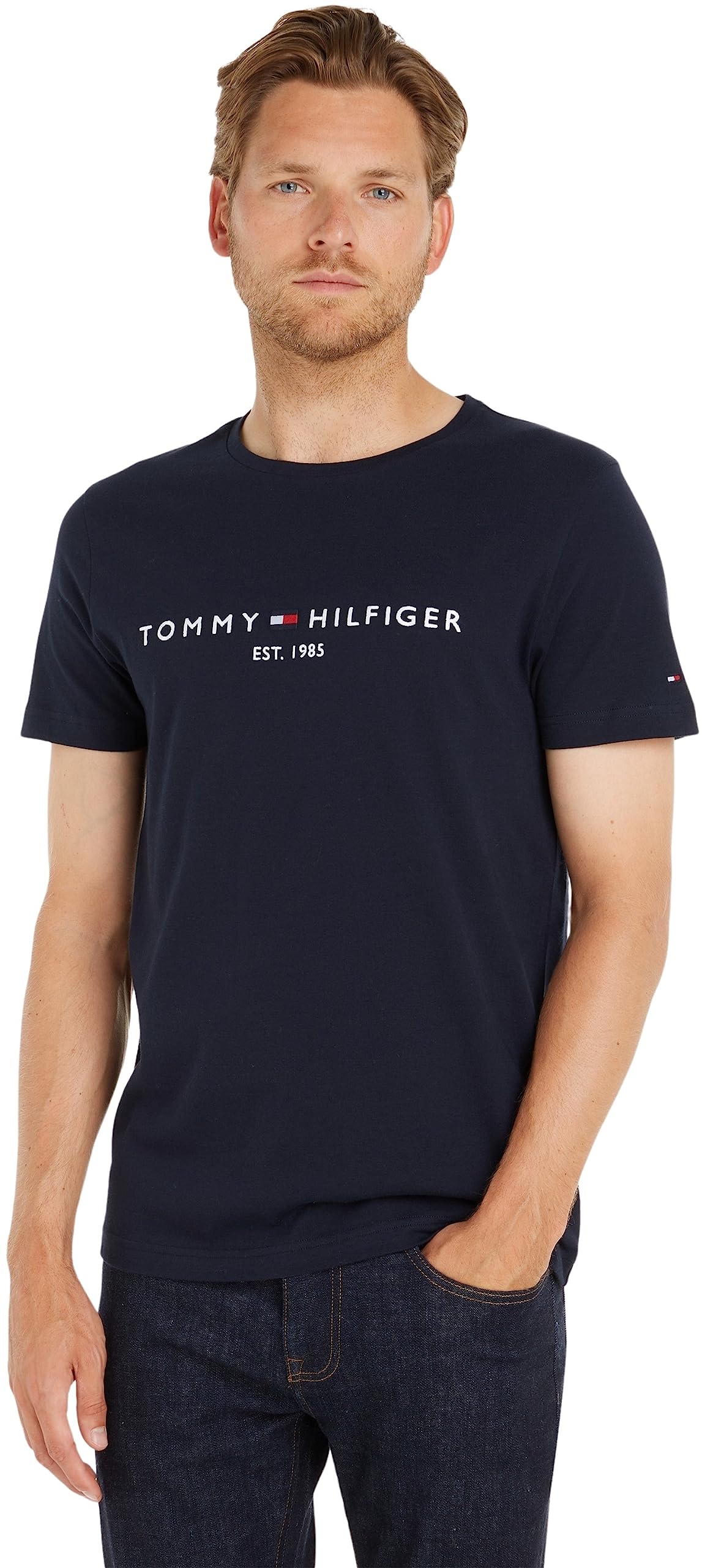 Tommy Hilfiger Men's Logo T-Shirt, Blue, L - Medaid International