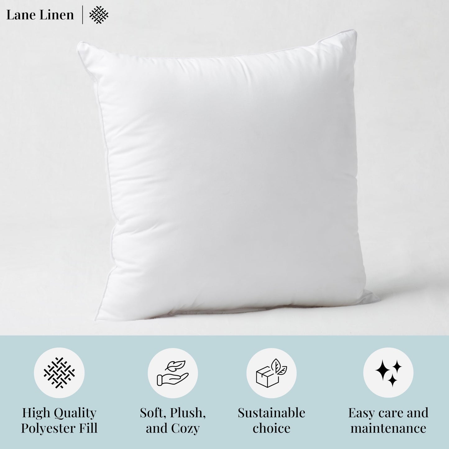 LANE LINEN 16x16 Throw Pillow Insert - Set of 4 White Inserts for Decorative Pillow Covers for Bed, Decorative Pillows for Bed, Couch Pillows, Throw Pillows for Couch - Medaid International
