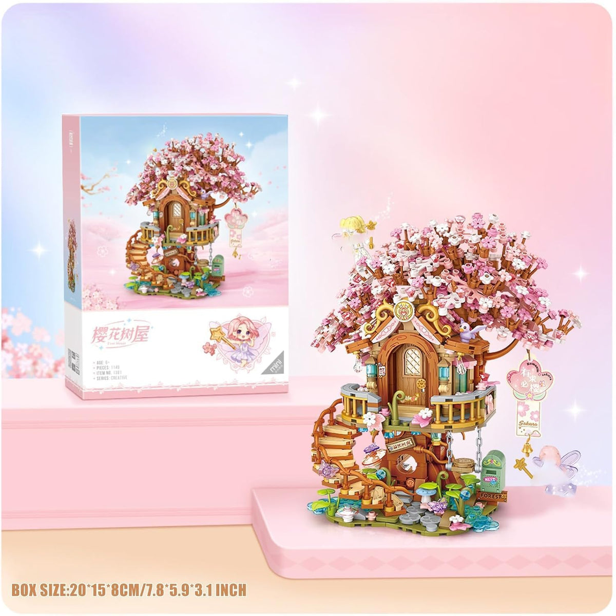KASTWAVE Cherry Blossom Bonsai Tree Building Set, Flowers Tree House Model Sets for Adults, 1149Pcs Micro Bricks Collectible Creative Gifts for Adults Girls Boys 14+