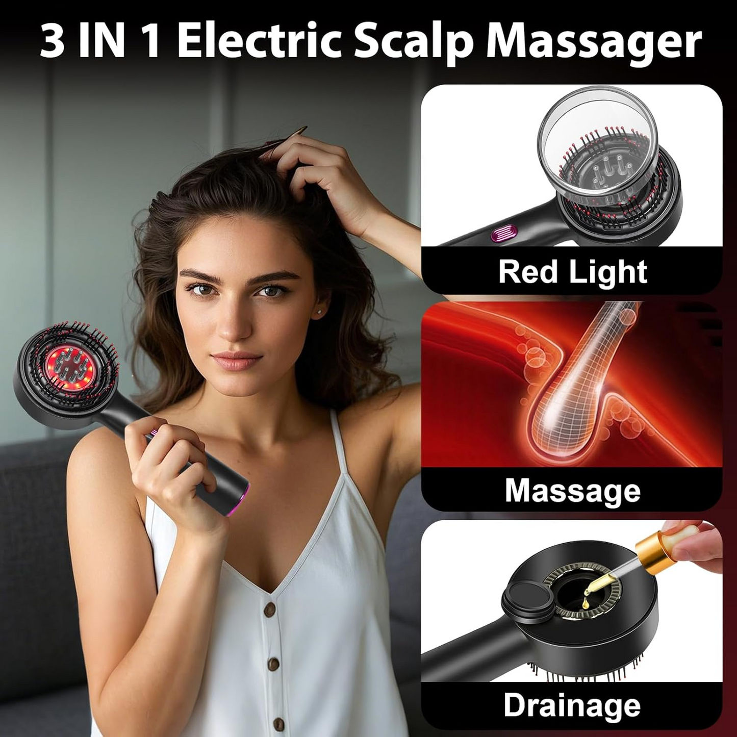Laser Therapy Hair Growth Comb ‚Äì Electric Scalp Massager & Hair Oil Applicator Waterproof - Medaid International