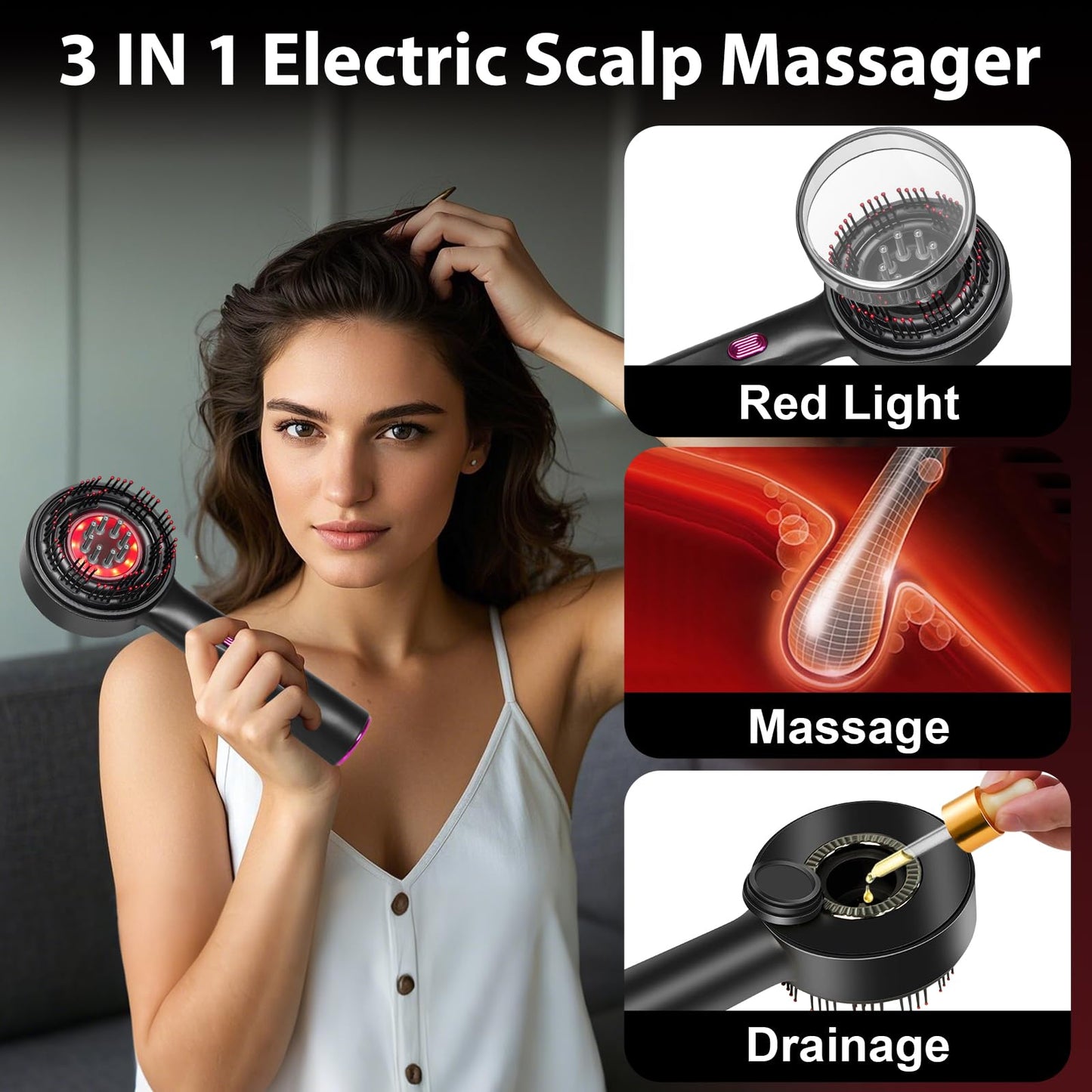 Laser Therapy Hair Growth Comb, Hair Oil Applicator,Electric Scalp Massager Hair Growth with IPX7 Waterproof - Medaid International