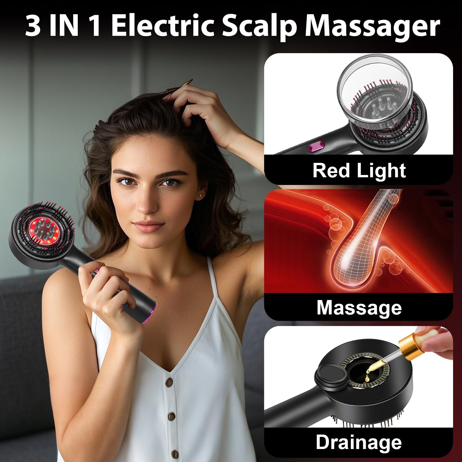 Laser Therapy Hair Growth Comb, Hair Oil Applicator,Electric Scalp Massager Hair Growth with IPX7 Waterproof - Medaid International