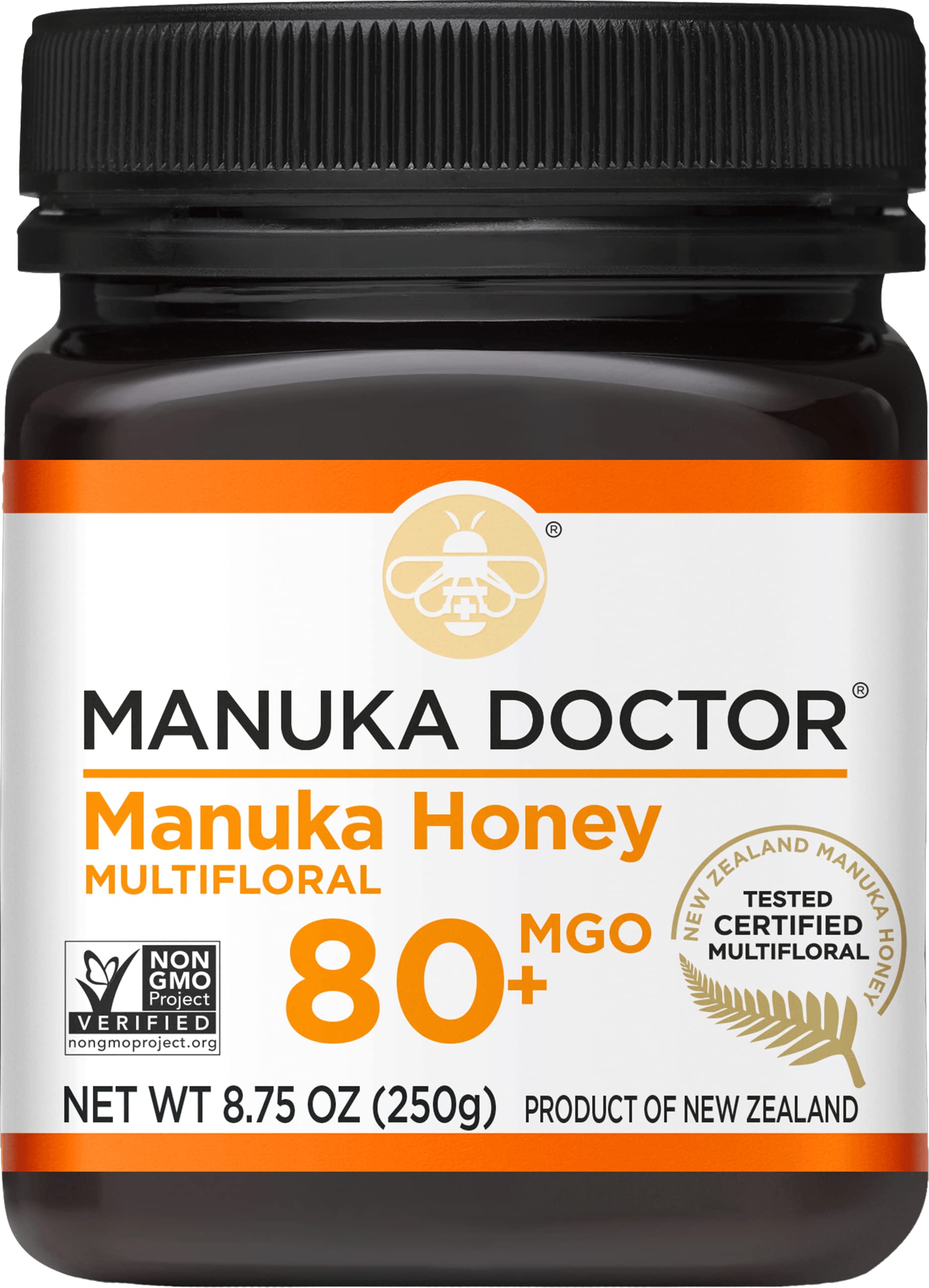 Manuka Doctor - MGO 80+ Manuka Honey Multifloral, 100% Pure New Zealand Honey. Certified. Guaranteed. Raw. Non-GMO (8.75oz) - Medaid International