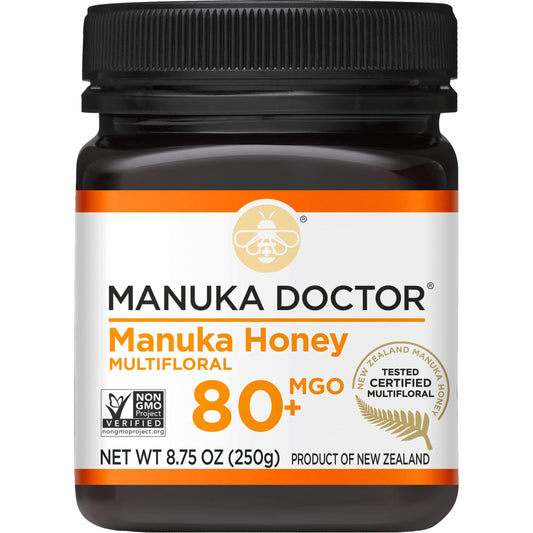 Manuka Doctor - MGO 80+ Manuka Honey Multifloral, 100% Pure New Zealand Honey. Certified. Guaranteed. Raw. Non-GMO (8.75oz) - Medaid International