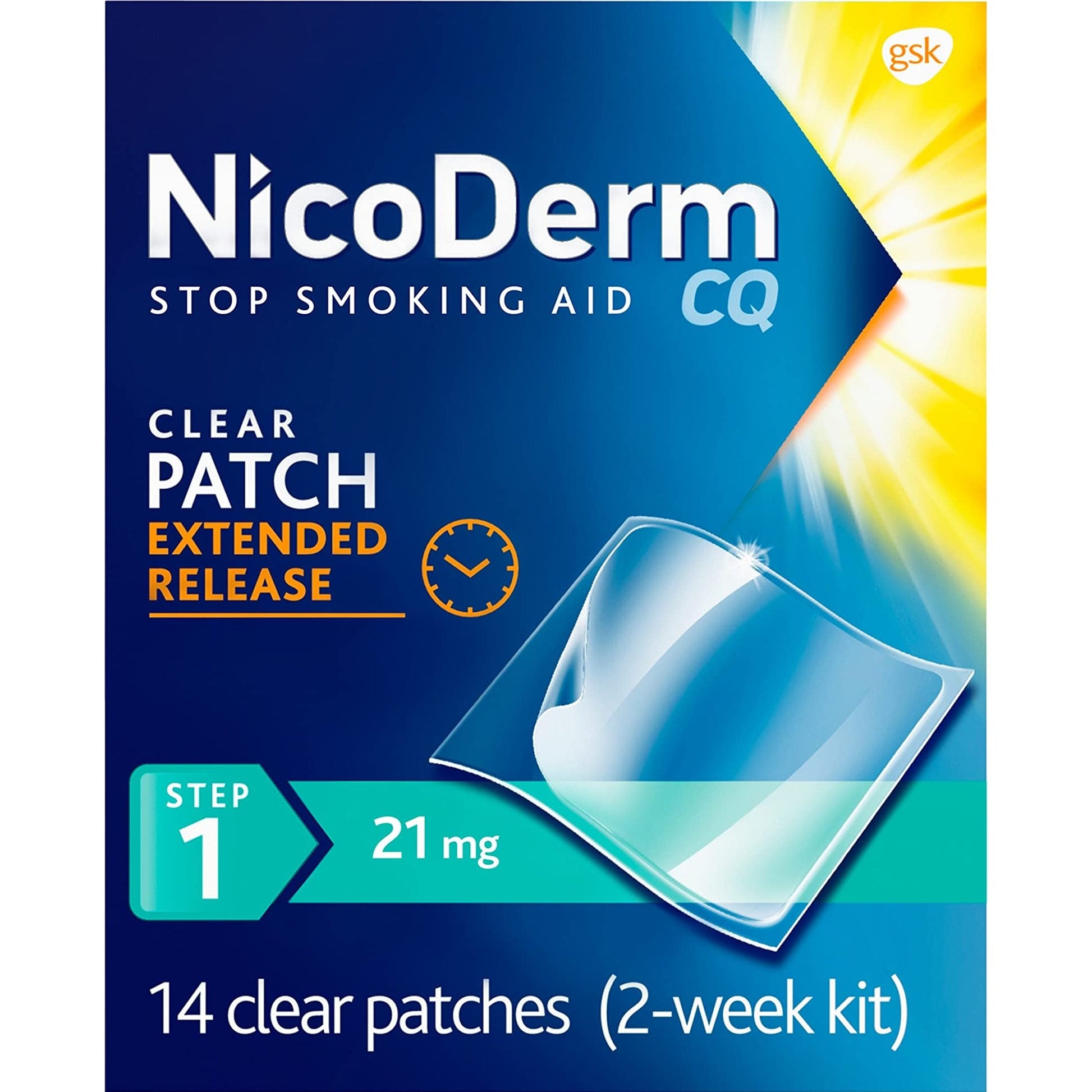 NicoDerm CQ Step 1 Nicotine Patches to Quit Smoking, 21 mg, Stop Smoking Aid, 14 Count - Medaid International