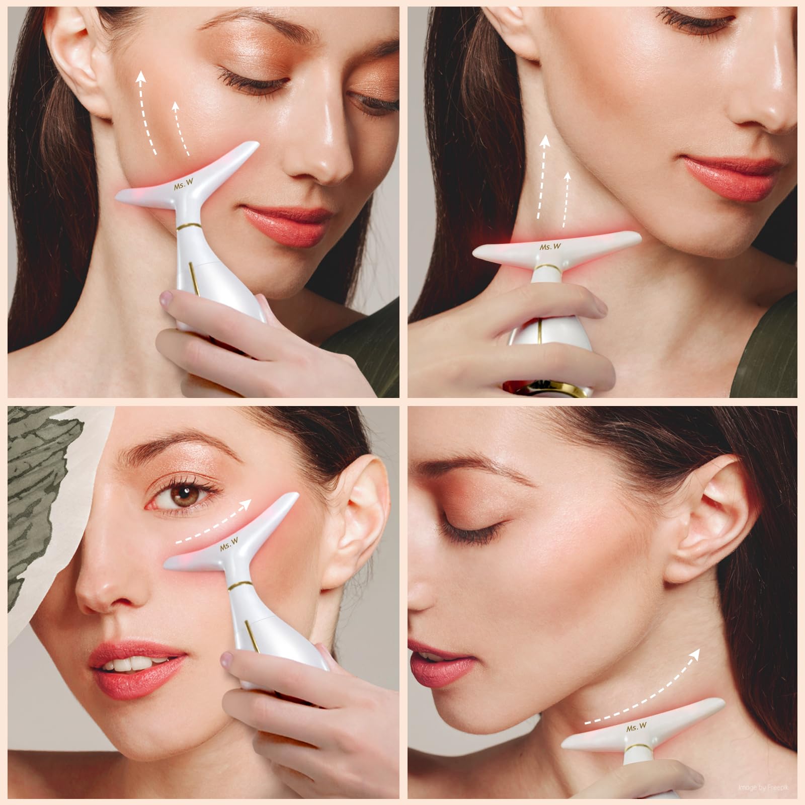 Red Light Facial Massager, Skin Care Tools for Face & Neck Beauty Device, 3 in 1 Face Massager Tool with LED, Thermal, Vibration, Tightenings, Rejuvenation for Women - Medaid International