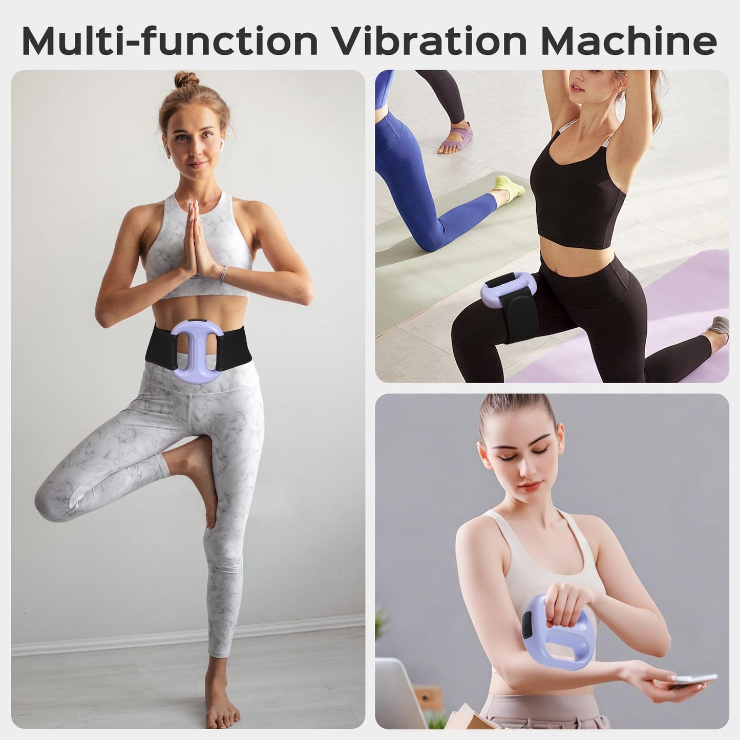 BoxactionsS Vibration Plate for Lymphatic Drainage & Weight Loss - Portable Cordless Handheld Massager with 8 Levels, Mini Full-Body Fascia Ring with Belt - Gift for Women (Purple)