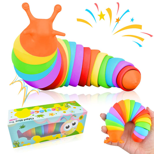 Cevioce Fidget Slug Toy, Sensory Slug Fidget Toy for Kids & Adults, 1Pc Cute 3D Articulated Stim Toy - Can Be Spliced, Safe｜Exercise Wrist Strength & Stress Relief, Great Gift for ADHD Autism