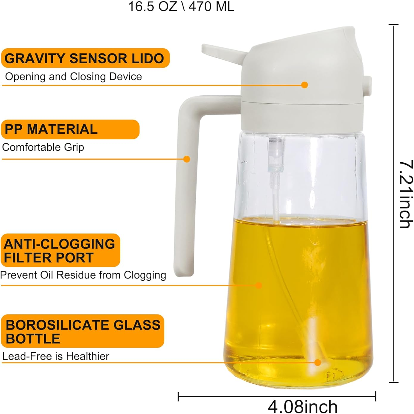 2 in 1 Olive Oil Dispenser and Oil Sprayer for Cooking