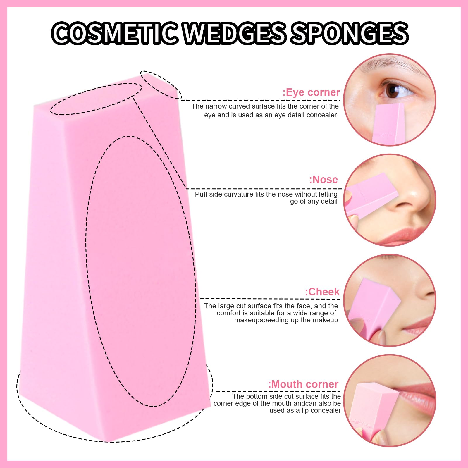 Teenitor 48 Pieces Makeup Sponge Blender For Face Curve Blending, Latex Free Small Wedge Shaped Smooth Apply Beauty Sponge Applicator For Liquid Cream Foundation Halloween Costume Festival Makeup - Medaid International