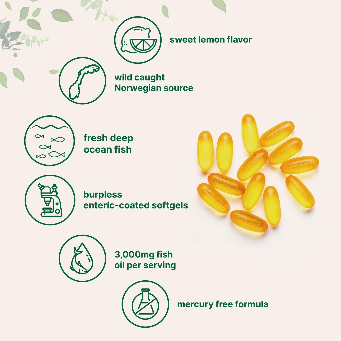 Micro Ingredients Omega 3 Fish Oil Supplements 3,000mg Per Serving, 240 Softgels | Lemon Flavored – Burpless | EPA 540mg + DHA 360mg | Deep Sea Fish - Medaid International