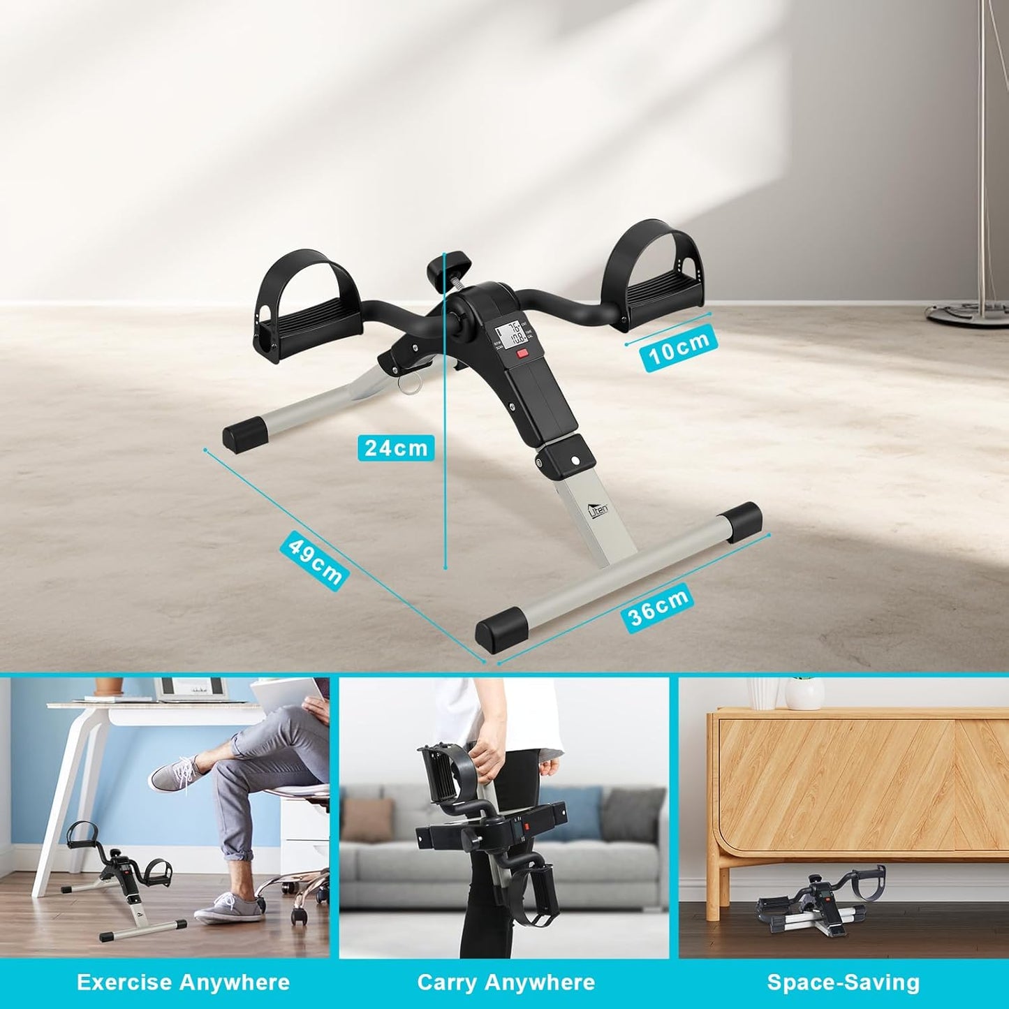 Folding Pedal Exerciser Mini Exercise Bikes Arm and Leg Exercise Peddler Machine