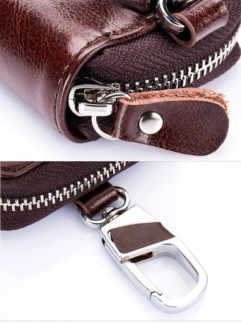 TERRIFI Premium Leather Car Key Holder with 12 Hooks & Ring - Unisex Waist Hang Key Organizer for Ultimate Convenience - Gift for Men or Women (Black, PU Material)