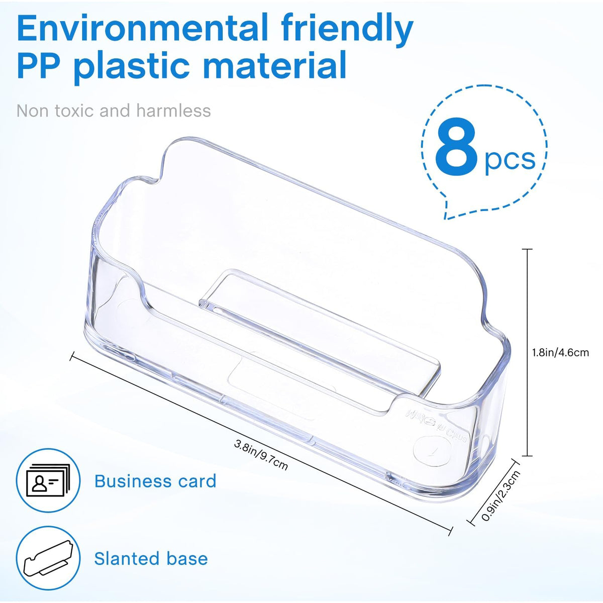 8 Pack Clear Acrylic Business Card Holders for Desk, Professional Business Card Display Stand, Multi-Functional Desktop Organizer and Label Stand for Home and Office Accessories
