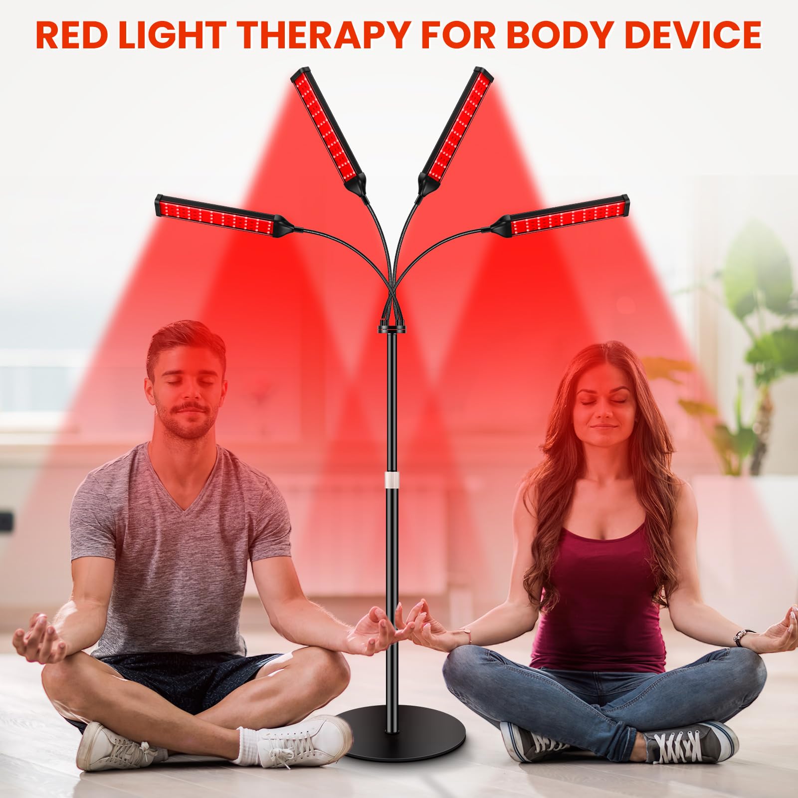 Viconor Red Light Therapy Lamp,4 Head Infrared Light Therapy for Body Device with Adjustable Stand-660nm Red Light＆850nm Near Infrared Light Therapy Device for Face,Body,Pain,Skin at Home - Medaid International