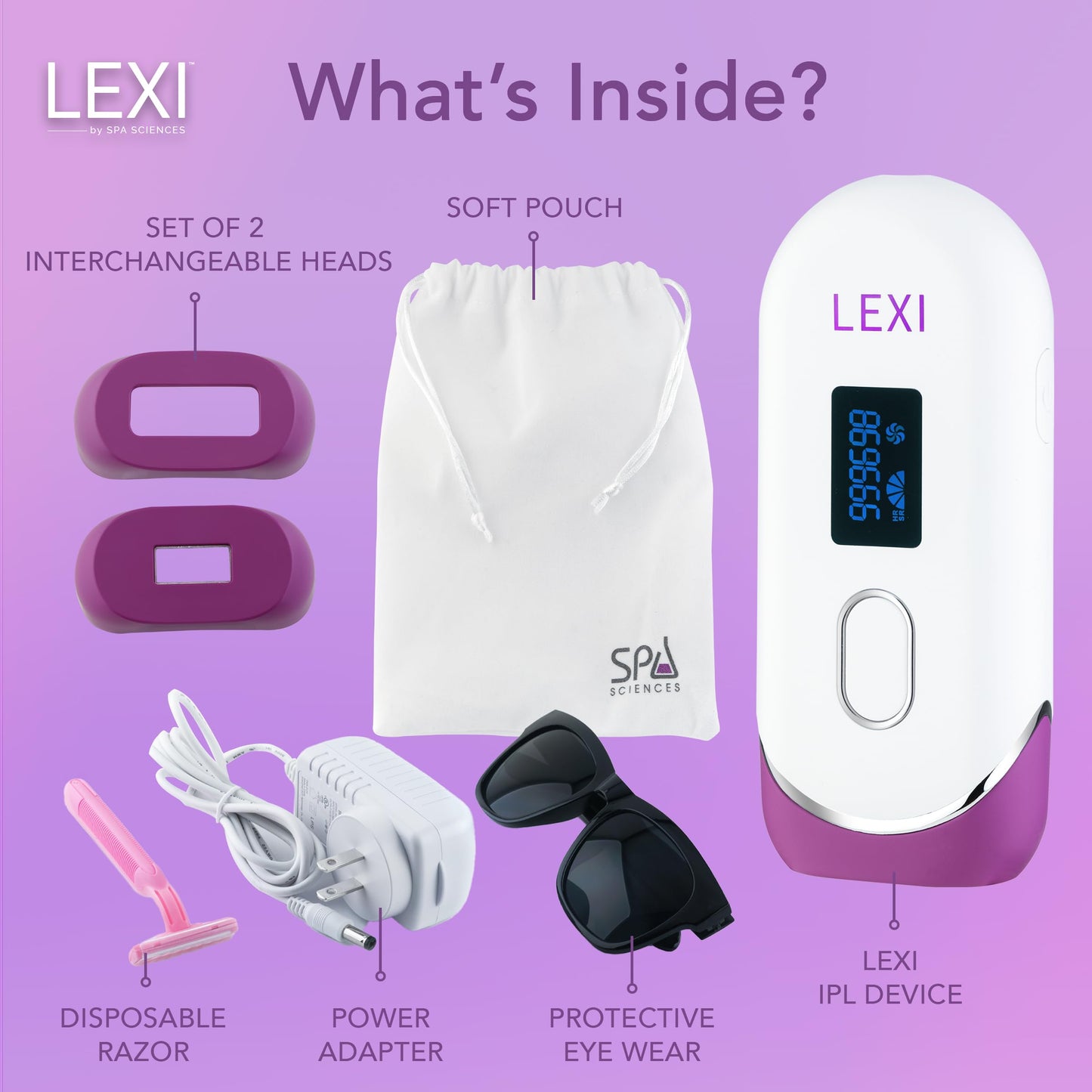 Spa Sciences - LEXI - Painless Permanent IPL Hair Removal System - FDA Cleared with 999,999 flashes, Auto Flash, and Skin Sensor - Medaid International