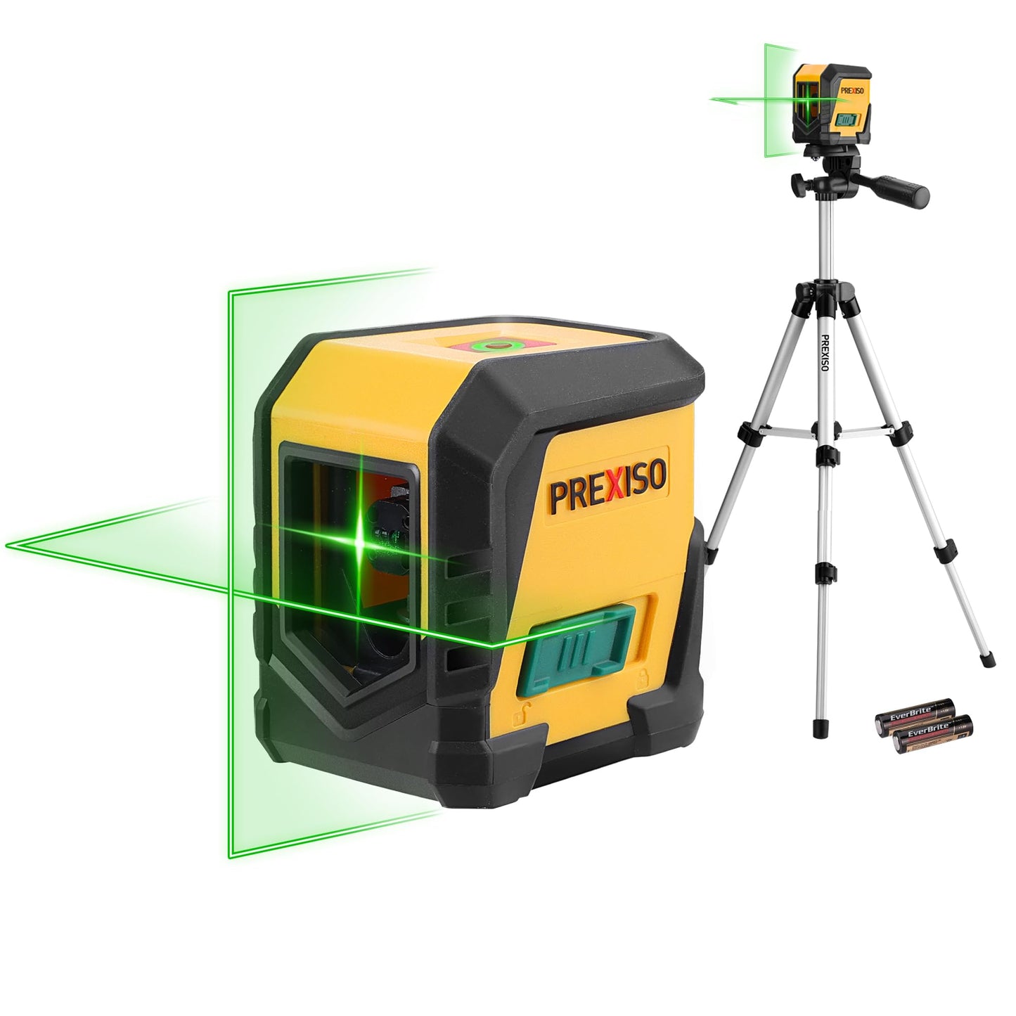 PREXISO Laser Level with Tripod, 65Ft Self Leveling Cross Line Laser Level, Green Line leveler Tool for Hanging Pictures, Home Renovation with LED Indicator & 2 AA Batteries (31-1/2 inch Tripod) - Medaid International