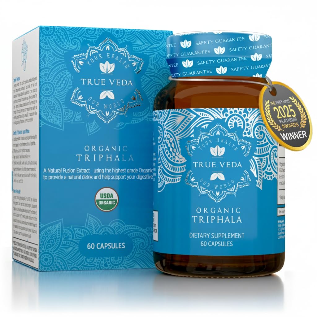Triphala Capsules – USDA Organic Certified | Vegan Triphala Tablets | 100% Natural Herbal Triphala Guggulu Supplement | Natural Fusion Extract Potency | Ayurveda | 60 Caps | Trifala Churna - Medaid International
