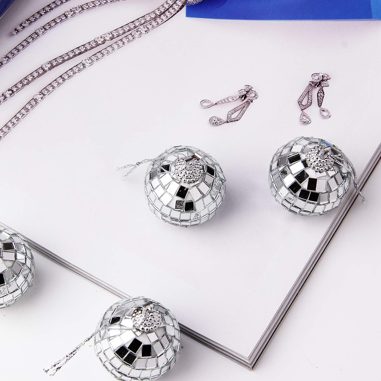 12 Pcs Silver Disco Mirror Ball for Party Decoration, Christmas Tree Wedding Birthday Party Ornaments(4CM) - Medaid International