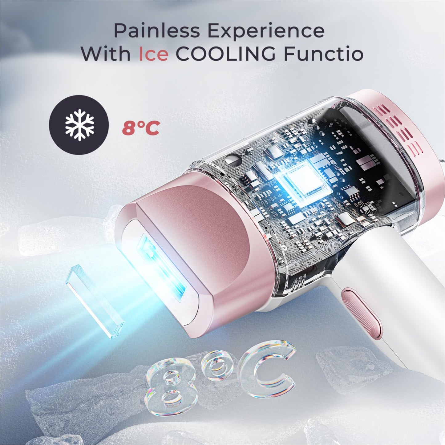 Aopvui Laser Hair Removal for Women and Men, IPL with Ice-Cooling System for Nearly Painless And Long-Lasting Result At-Home Permanent Hair Removal Device 999999 Flashes for Whole Body Use - Medaid International