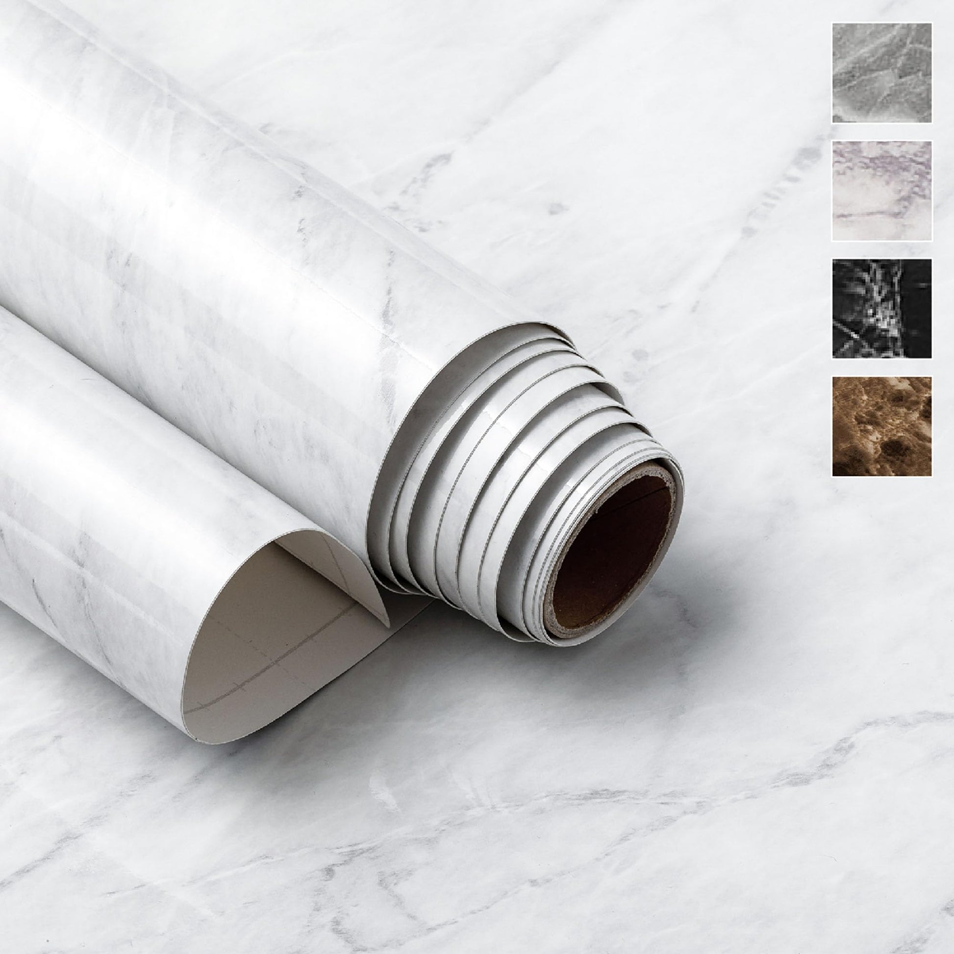 Very Berry Sticker Marble Contact Paper (White, 15.7" x 78", 1 Pack) Peel and Stick Countertop Wrap, Waterproof Vinyl, Renter Friendly for Kitchen Counters, Bathroom Vanities & Cabinets - Medaid International