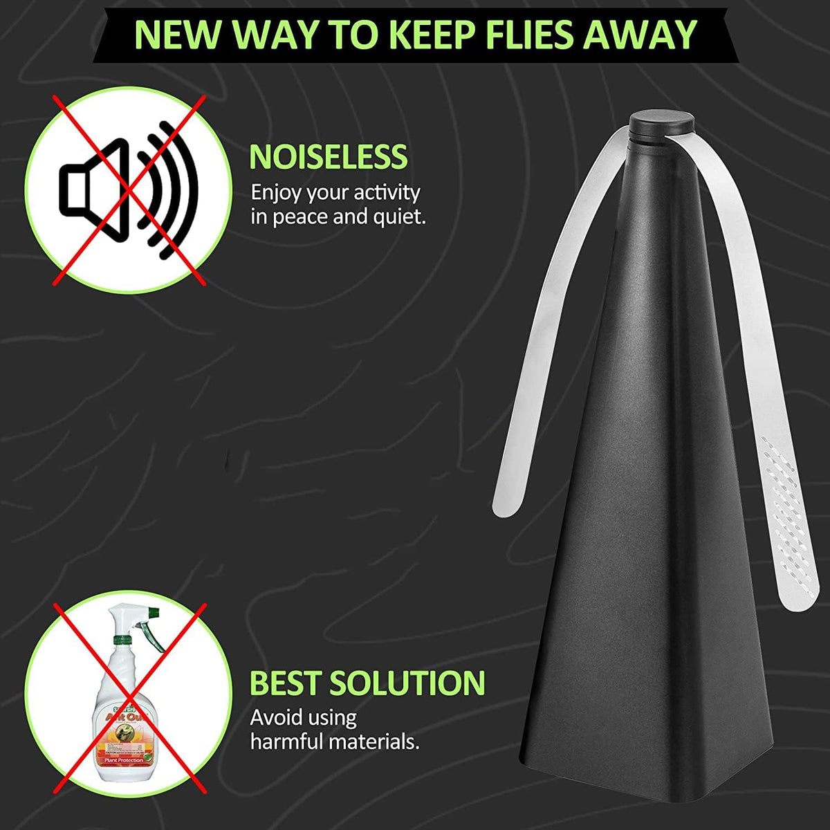 KASTWAVE Fly Repellent Fan, Eco-Friendly Fly Insect Mosquito Repellent Fan, Keep Flies Bugs away from Food for Outdoor Table, Lightweight Portable, Camping Meal Home Hotel Restaurant (Black 3 PCS)