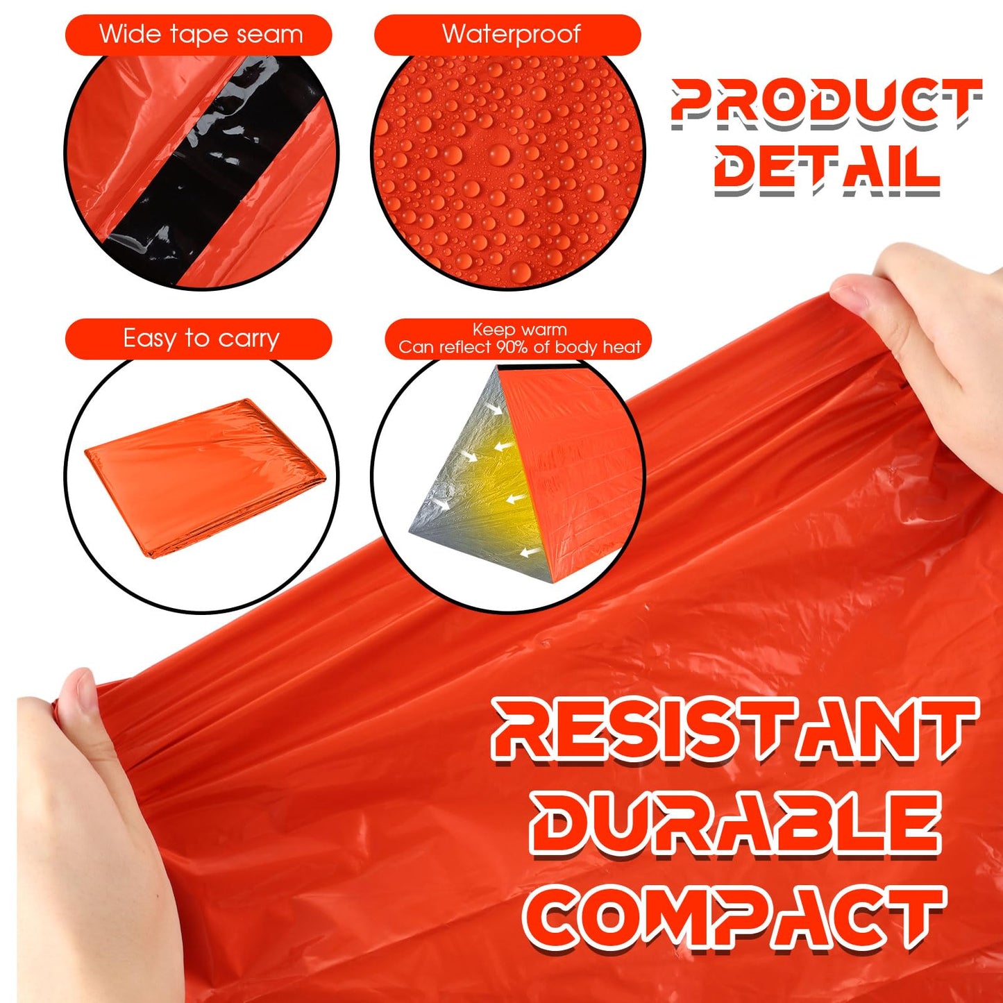 Woanger 4/10/20 Pcs Emergency Tent for Homeless Survival Tents Bulk 2 Person Tube Camping Tents 8 ft x 3 ft Shelter Survival Tent Portable Shelter for Hiking Backpacking Camping Outdoor(Orange,20 Pcs)