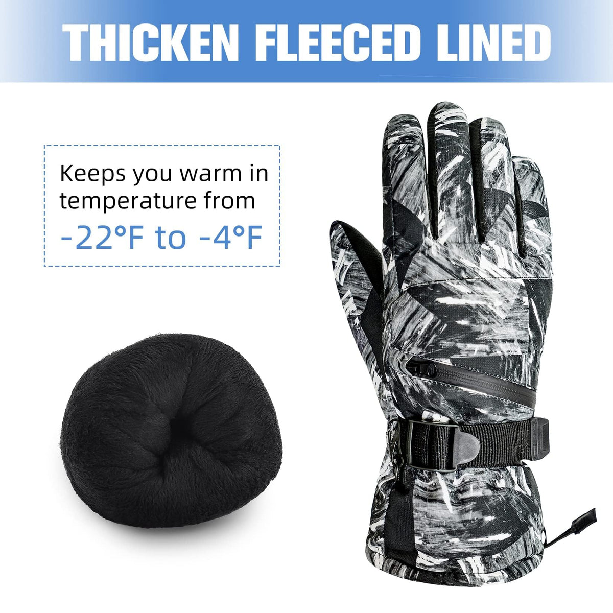 KASTWAVE Winter Gloves for Men Women - Wool Fleece Liner Touchscreen Gloves, Thermal Warm Winter Gloves for Cold Weather