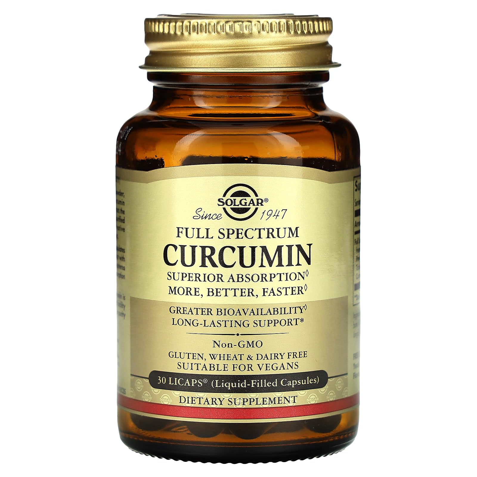 Solgar Full Spectrum Curcumin Liquid Extract Softgels - 30 Count - Faster Absorption - Brain, Joint & Immune Health - Non-GMO, Gluten-Free, Dairy-Free, Soy-Free - 30 Servings - Medaid International