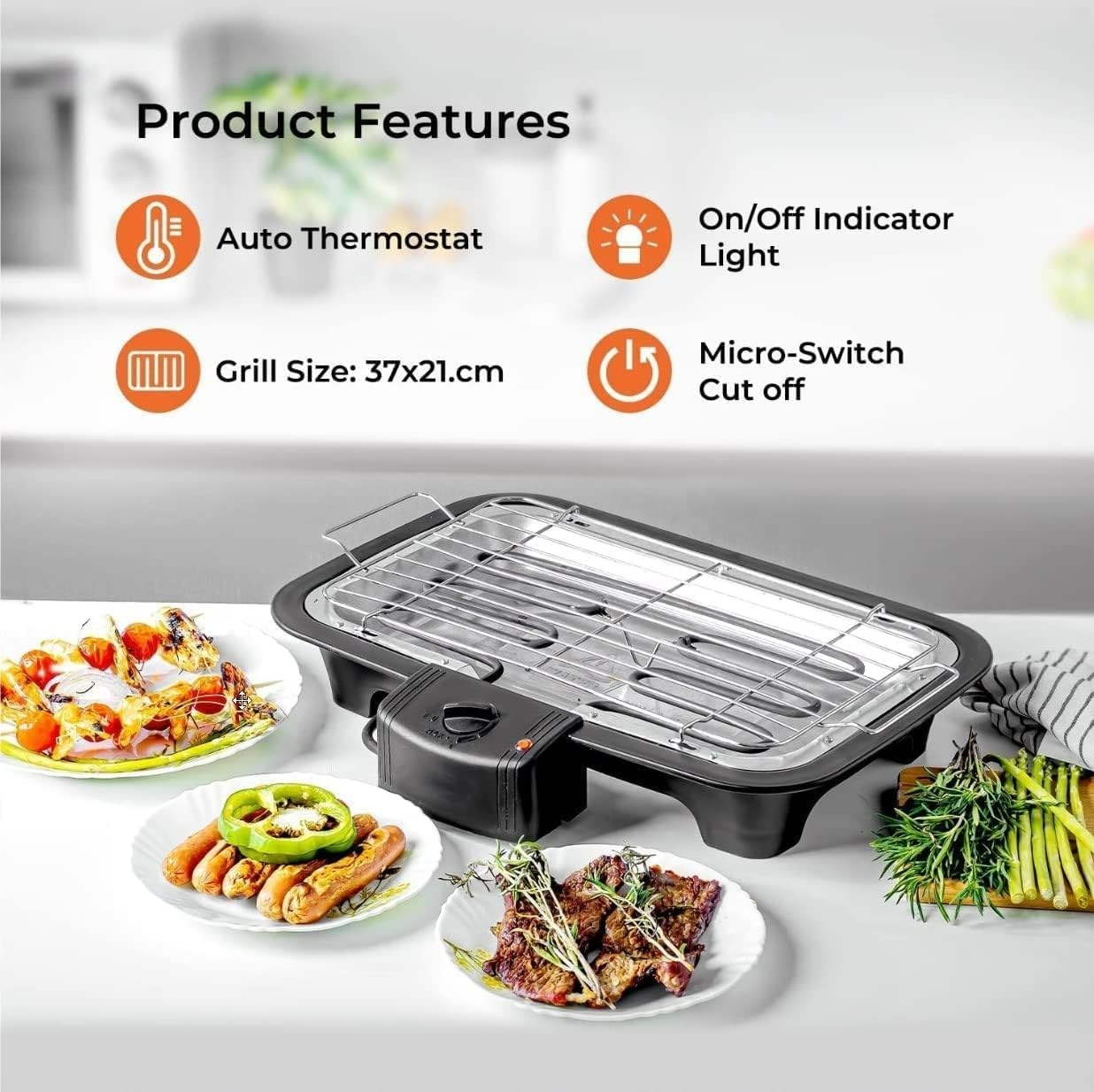 RAF Electric Barbecue Grill R5301 - 2000W Indoor/Outdoor Grill Machine - Medaid International