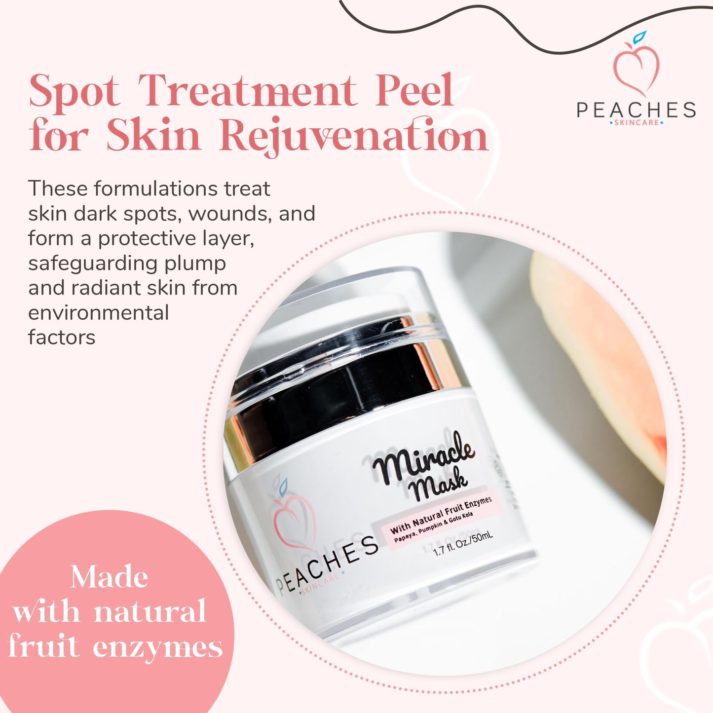 Hydrating Face Mask with Beeswax, Avocado Oil, Pumpkin, and More – Gently Removes Dead Skin Cells – Miracle Mask (1.7 oz) - Medaid International