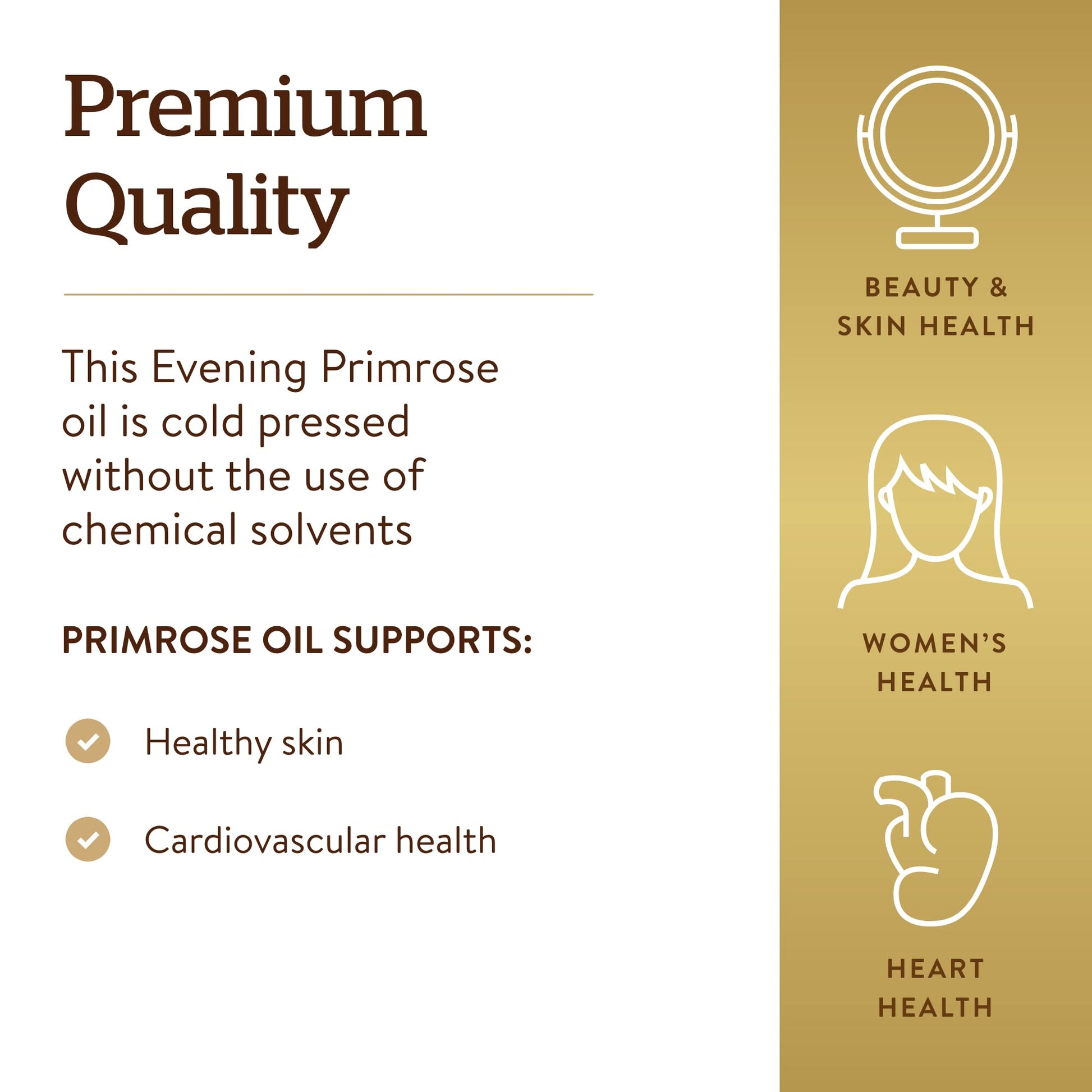 Solgar Evening Primrose Oil 500 mg, 180 Softgels - Promotes Healthy Skin & Cardiovascular Health - Nutritional Support for Women - Gluten Free, Dairy Free - 180 Servings - Medaid International