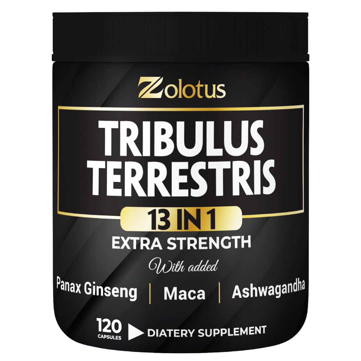 Zolotus 13in1 Tribulus Terrestris Capsules with Maca, Horny Goat Weed, Panax Ginseng, Saw Palmetto, Tongkat Ali, Shilajit & More - Energy, Stamina Supplement for Men & Women - 120 Counts - Medaid International