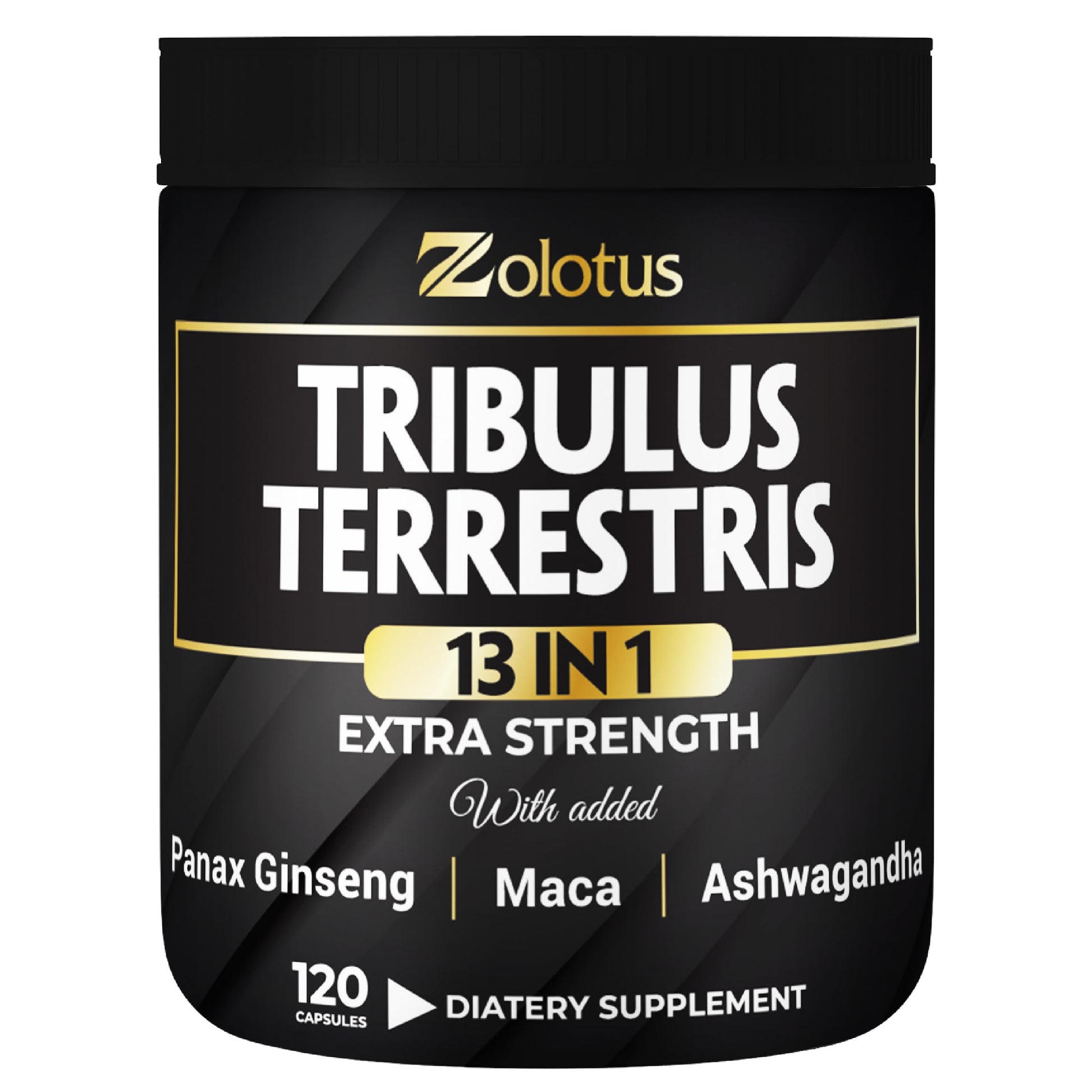Zolotus 13in1 Tribulus Terrestris Capsules with Maca, Horny Goat Weed, Panax Ginseng, Saw Palmetto, Tongkat Ali, Shilajit & More - Energy, Stamina Supplement for Men & Women - 120 Counts - Medaid International
