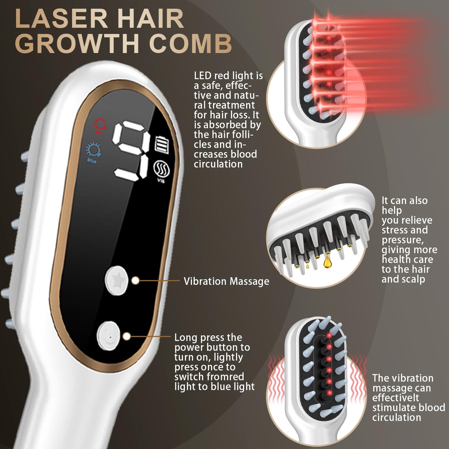 Laser Hair Growth Comb, Hair Growth Device, promote hair growth in women and men - Medaid International