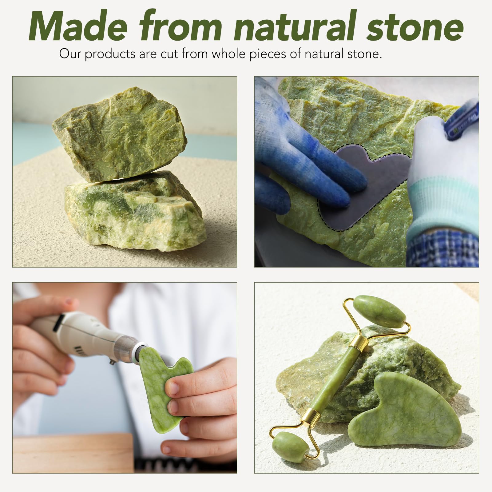huefull Genuine Jade Roller & Gua Sha Set for Face, Cooling & Firming Effect, Sculpting Tool for Jawline & Skin Care, Self-Care Gift for Women & Men - Medaid International