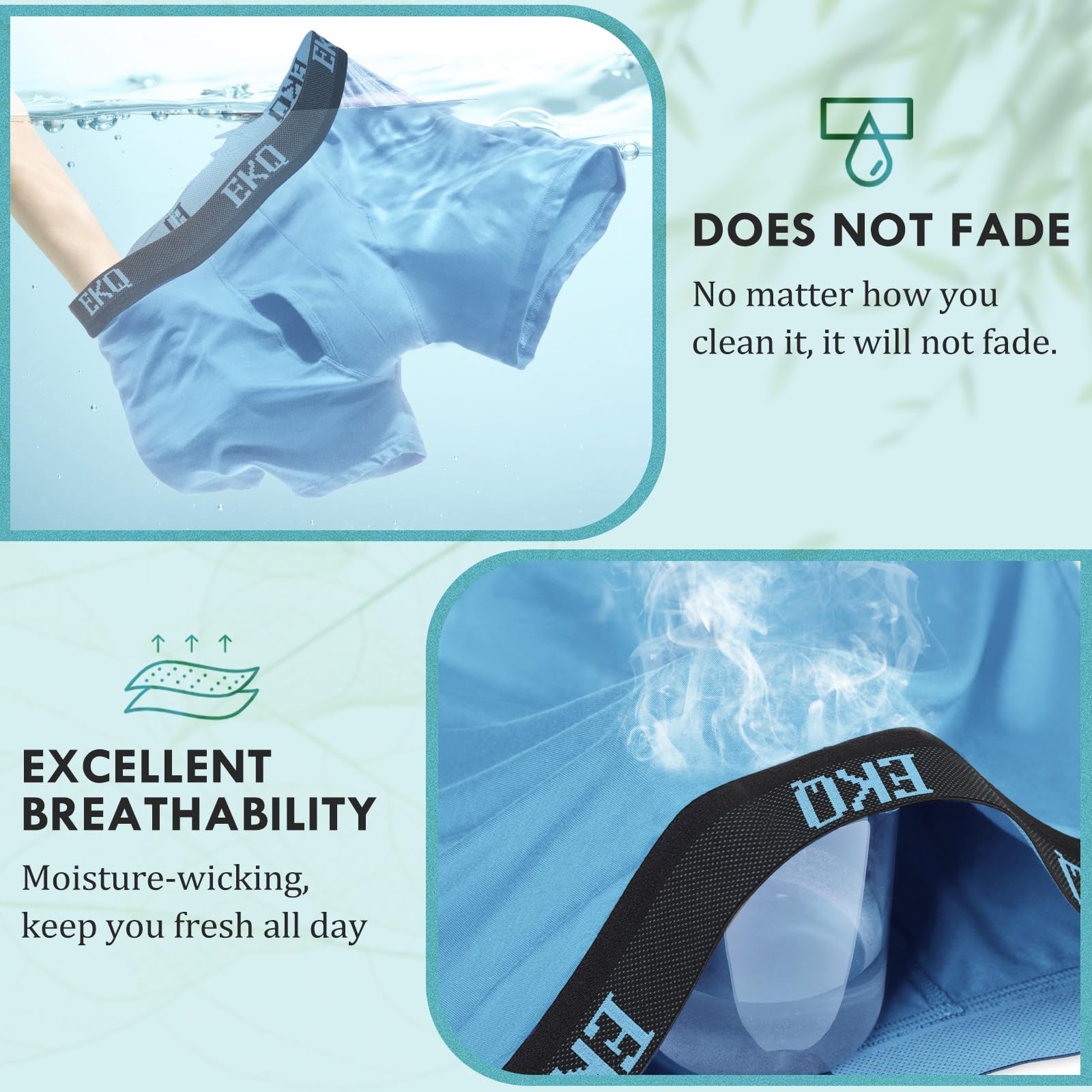 EKQ Mens Underwear Breathable Boxer Briefs 7 Pack Bamboo Rayon Boxers for Men Soft Stretchy Men's Underwear with Fly - Medaid International