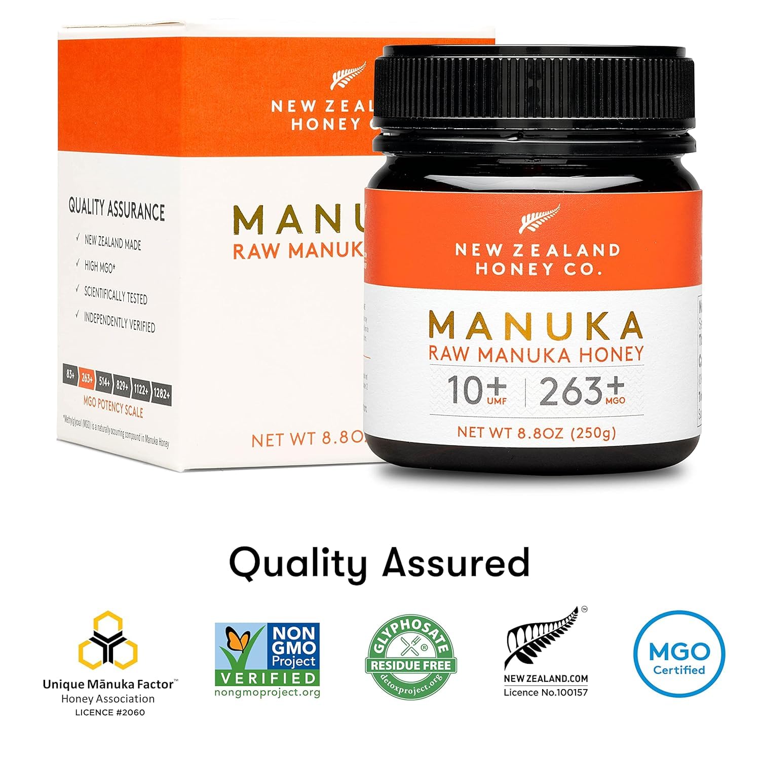 New Zealand Honey Co. Raw Manuka Honey UMF 10+ | MGO 263+, 8.8oz / 250g | Organic Medical Grade Manuka Honey for Daily Wellness, Skin Care & Dogs - Medaid International