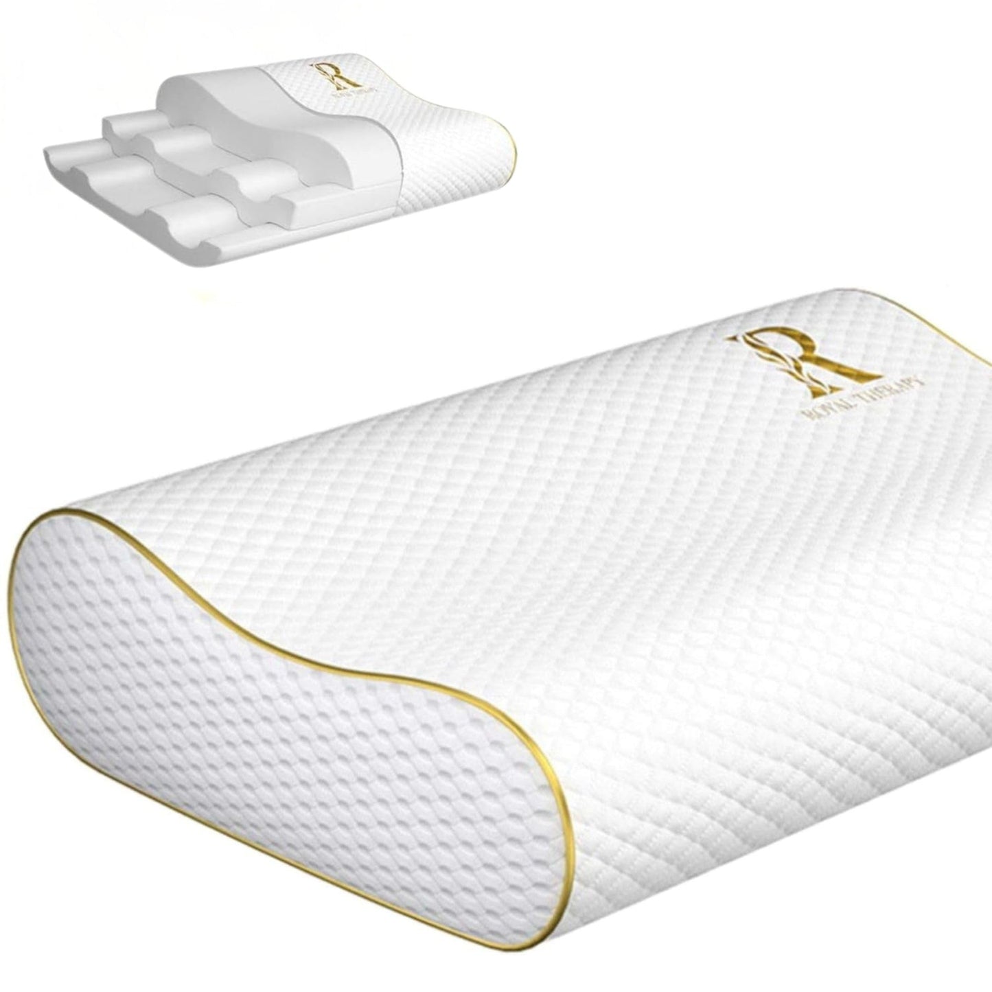 Royal Therapy Memory Foam Pillow, Queen Neck Pain Relief, Contour Cervical Pillow, for Neck and Shoulder Pain, Side, Back and Stomach Sleeper - Medaid International