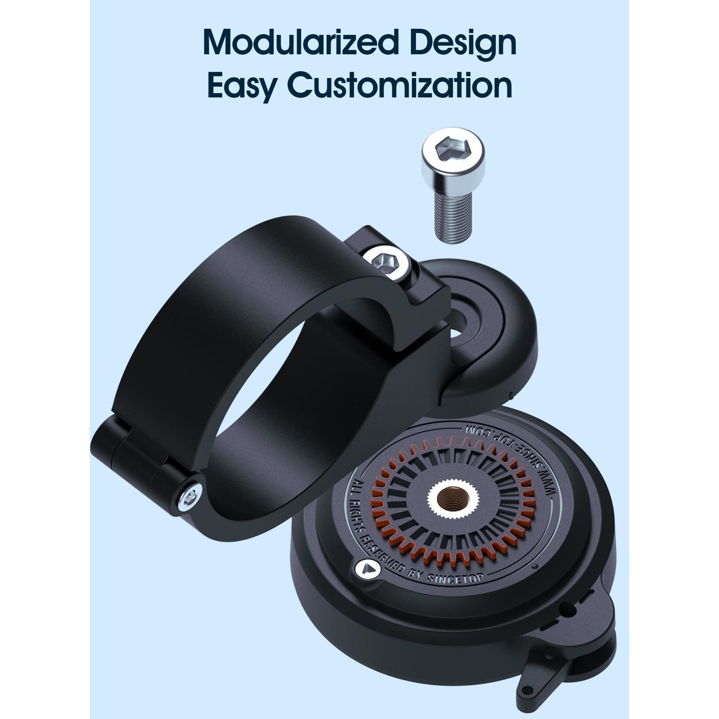 sincetop Bike/Motorcycle Phone Mount - Series Q [ Quad ] - Quick Lock & Release - Aluminum Bicycle Handlebar Phone Holder - Compatible with Mountain/Road/Electric Bikes, and Scooters - Medaid International