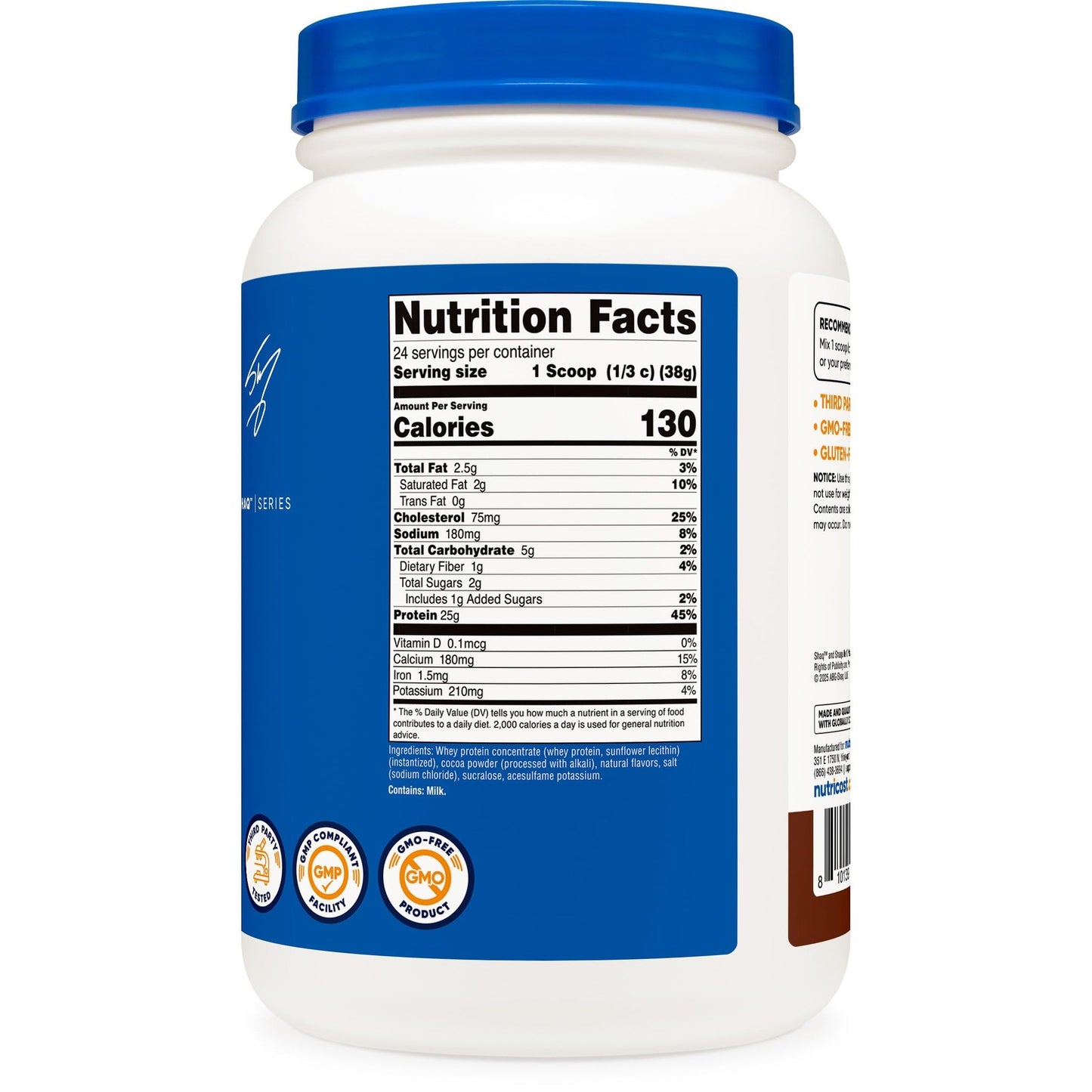 Nutricost Whey Protein Concentrate Powder (Shaq's Double Double Chocolate) 2LBS - 25g Protein, GMO-Free, Gluten-Free - Medaid International