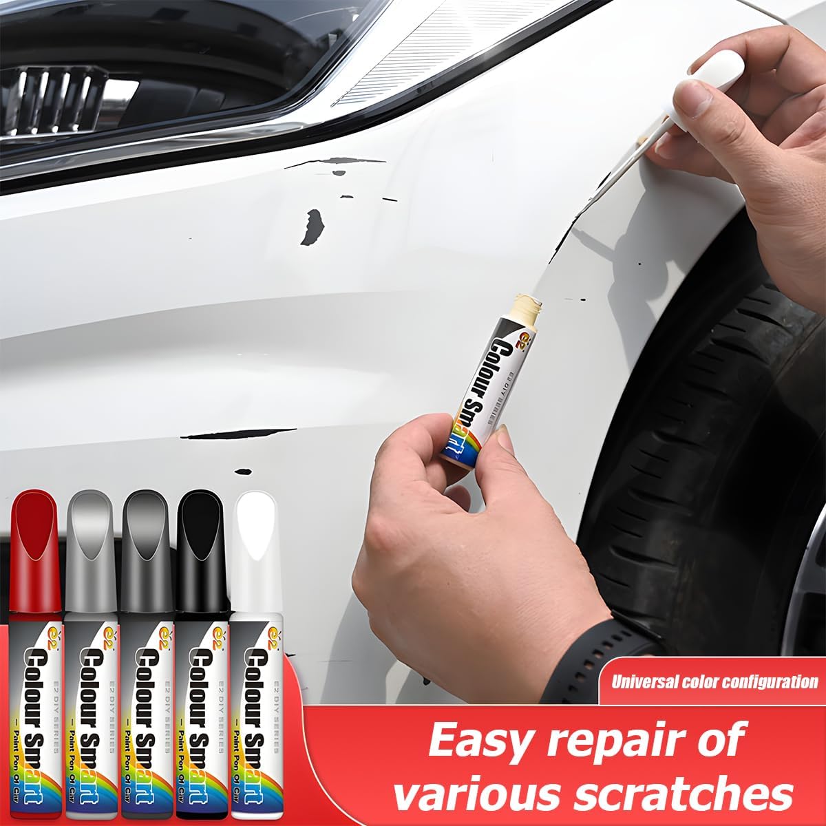 TERRIFI Touch Up Paint for Car, Waterproof Scratch Remover, Portable Quick and Easy Automotive Repair, Suitable for Minor Scratch Repair (Silver)