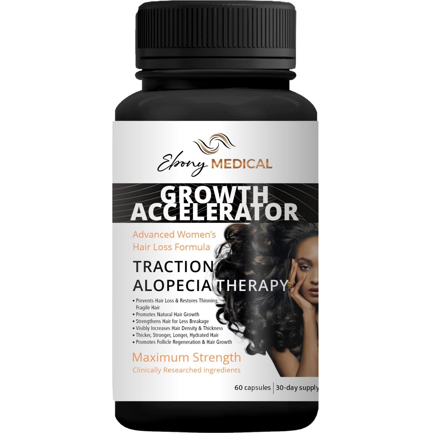 Ebony Medical Hair Regrowth Supplement for Women – Traction Alopecia & Thinning Hair Support – Follicle Repair, Stronger Hair Growth & Density – Keratin Boost, Natural Hair Vitamins – 30-Day Supply - Medaid International