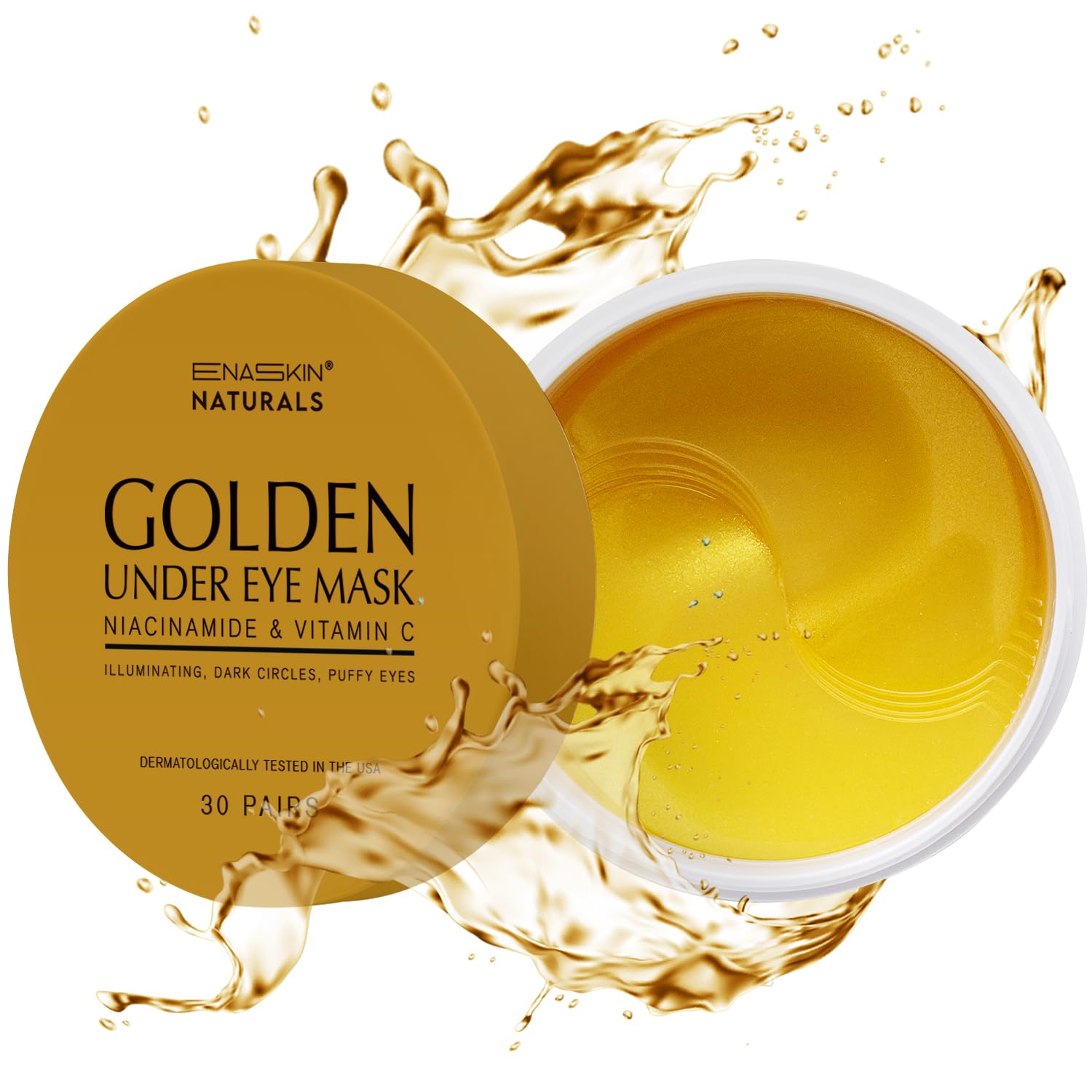 Enaskin Naturals Under Eye Patches Dark Circles Under Eye Masks for Puffiness - 24K Gold Eye Gel Pads Retinol Collagen Hyaluronic Acid Moisturizing & Reducing Wrinkles (24K Gold) - Medaid International