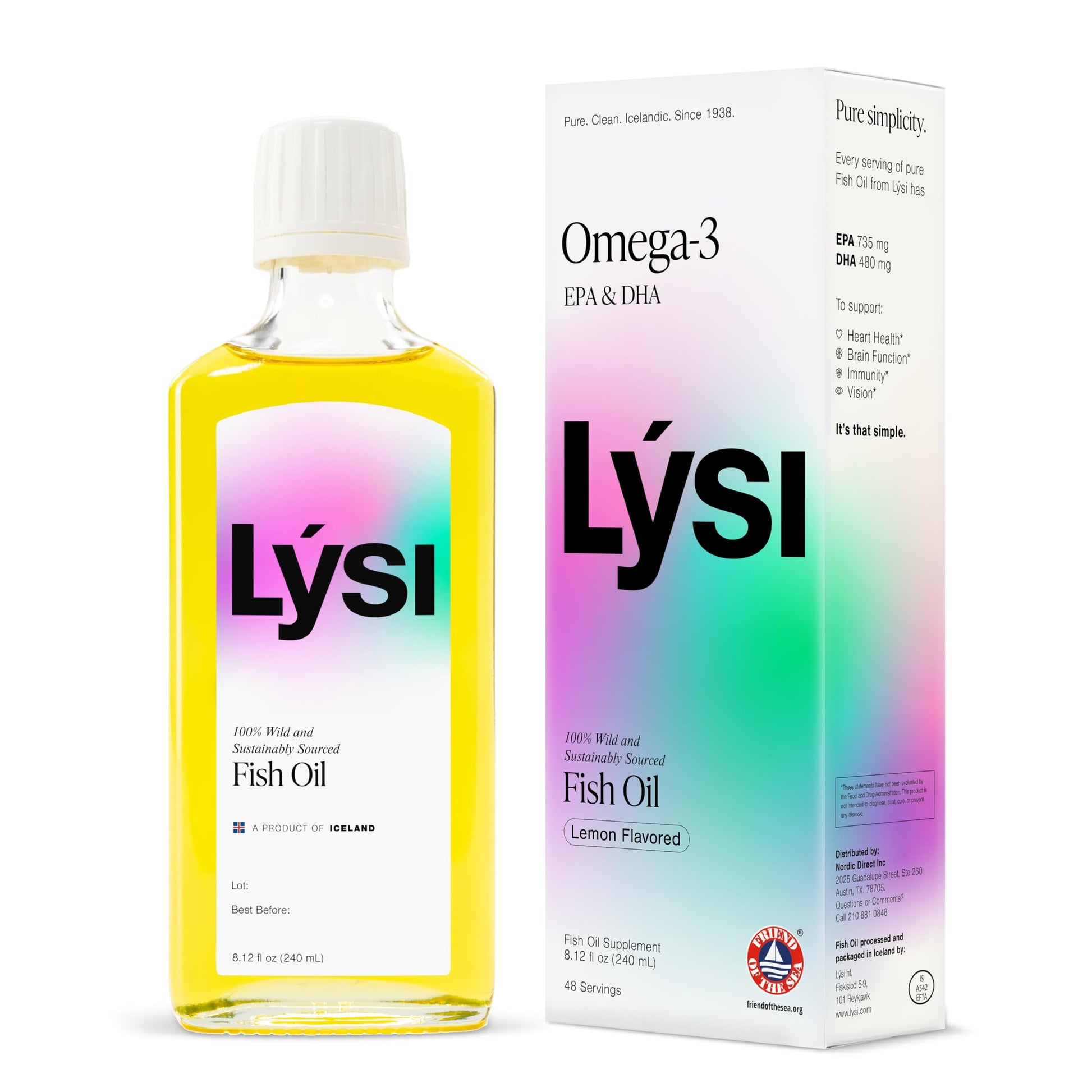 Lysi Omega-3 Fish Oil Lemon Flavor with 1200 mg EPA + DHA Per Serving | Pure & Natural | Icelandic Liquid Fish Oil | GMP Certified | 8.12 Fl Oz | 48 Servings - Medaid International