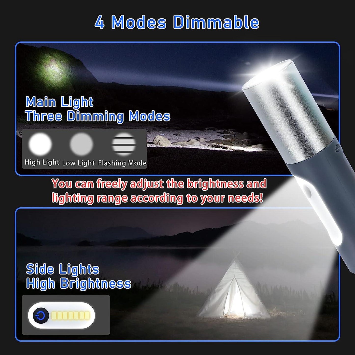 Powerful Zoomable 5-in-1 LED Flashlight